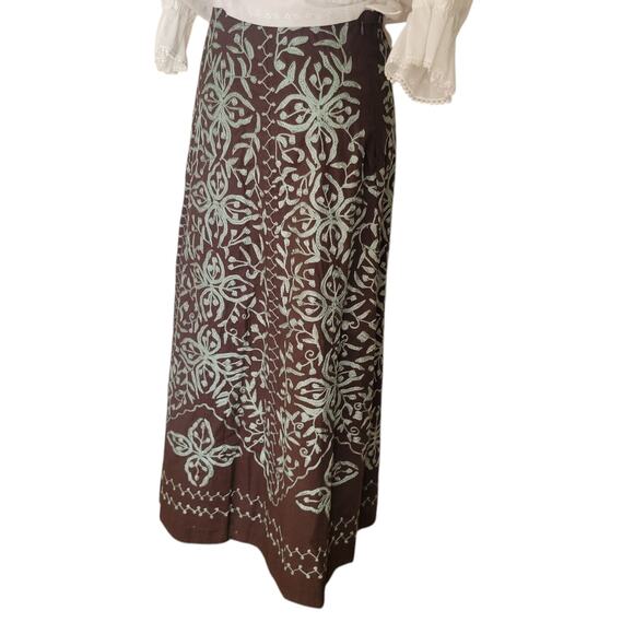 Soft Surroundings Maxi Skirt Cotton Embroidered  Coastal Boho western  Indie - Picture 7 of 13